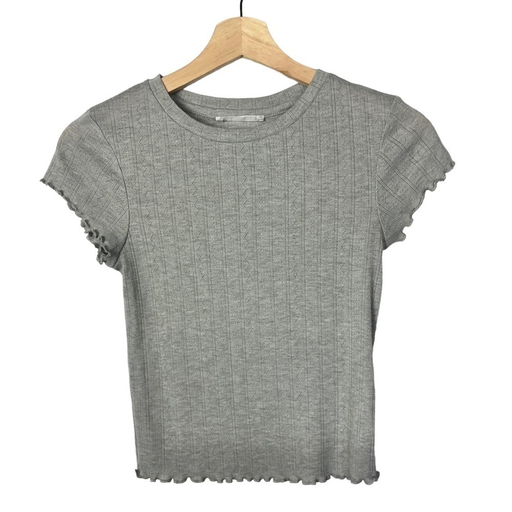 Boutique Elodie Light Gray Lettuce Edge Short Sleeve S